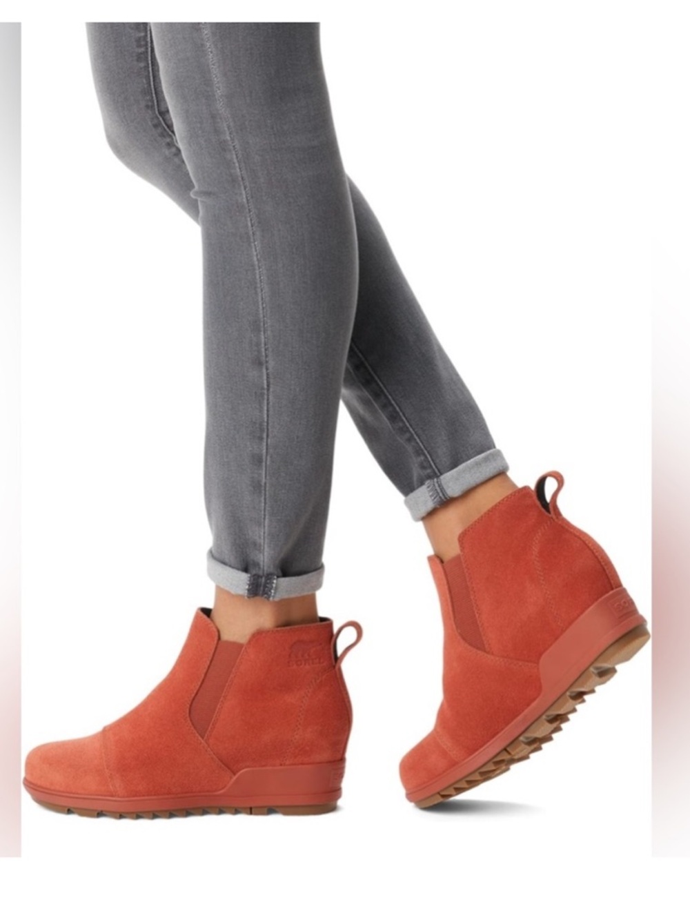 Sorel Evie Pull-On Suede Wedge Ankle Booties Size 9 in Warp Res Women's